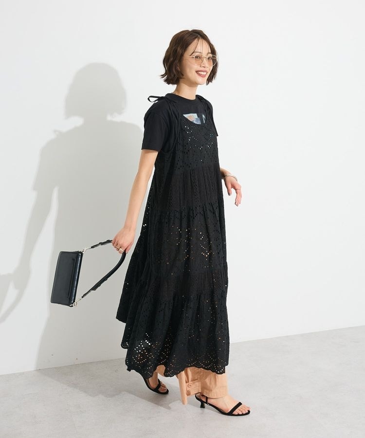 極美品☆アーバンリサーチロッソ 麻 ウエストギャザーワンピース 黒 4103609_base.jpg?20250117103809