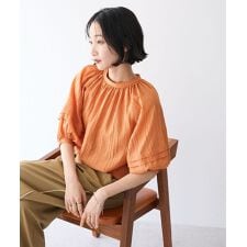 クラフトスタンダードブティック(CRAFT STANDARD BOUTIQUE)のストライプジャカードパフスリーブブラウス