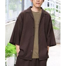 接触冷感／イージーケア ボンディング楊柳オープンカラーシャツ