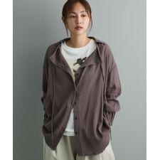 衿ギャザーシャツブラウス