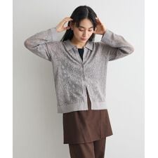 レース編みポロカーディガン