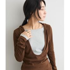 レイヤード風フード付きプルオーバー