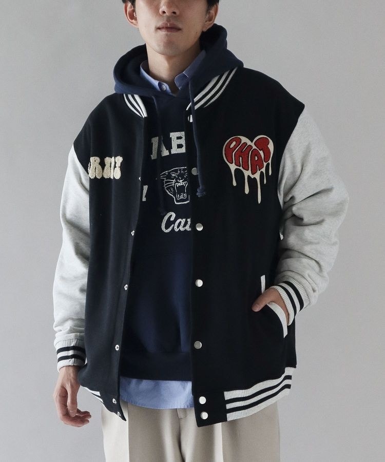 WEB限定 WARDROBE SMART】ブラックメルトン レザーライク スタジャン