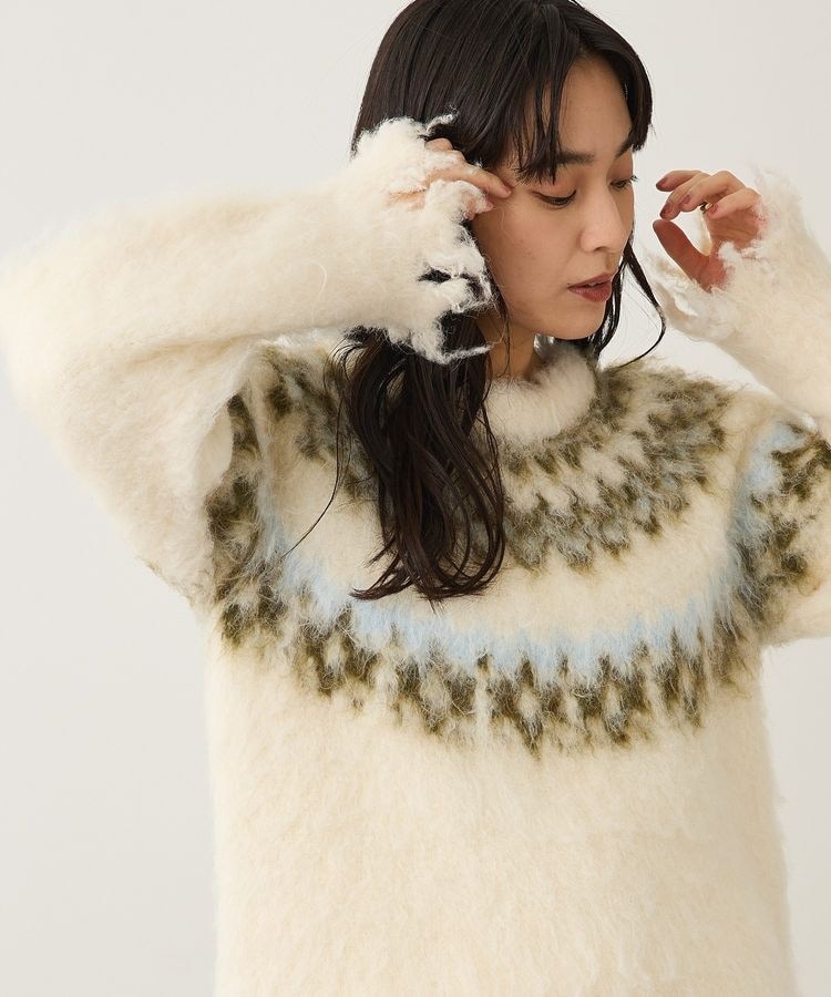 洗える／ノルディック起毛ニットプルオーバー