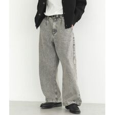 ハイブリーチケミカル加工デニムワイドパンツ
