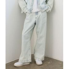 ハイブリーチケミカル加工デニムワイドパンツ