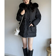 SEU(SEU)のファー付きショートコート エコファーコート 中綿コート