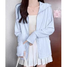 【指穴付き・フード付き】長袖ラッシュガード UVカット 日焼け止めパーカー 薄手