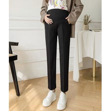 ウェスト調整可能マタニティテーパードパンツ