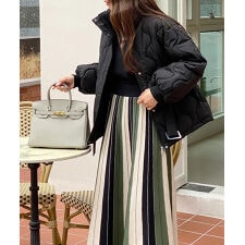 ベルト付ウェーブキルトジャンパー