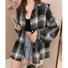 オーバーサイズチェック柄シャツ