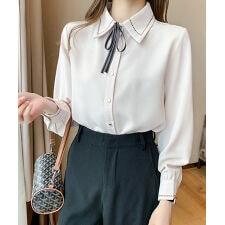 配色ステッチボウタイシャツ