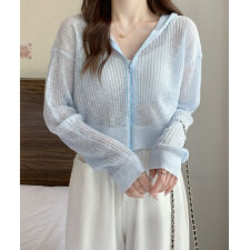 クロップド丈サマーニットシアーフーディー