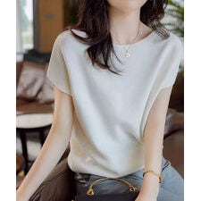 ニットトップス 半袖 サマーニット