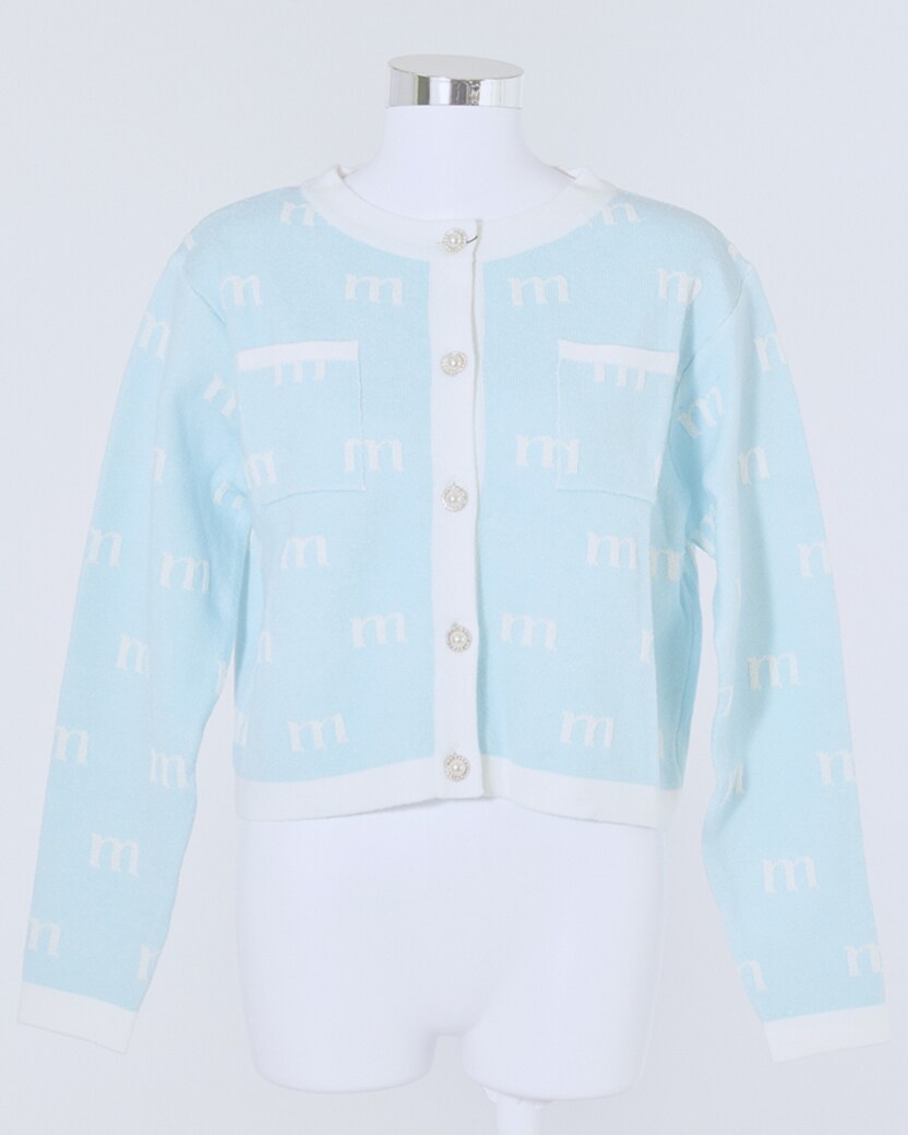 レディースウェア minuere tweed pearl button polo 再入荷】tweed pearl button polo (l.blue) | ミヌエール（m