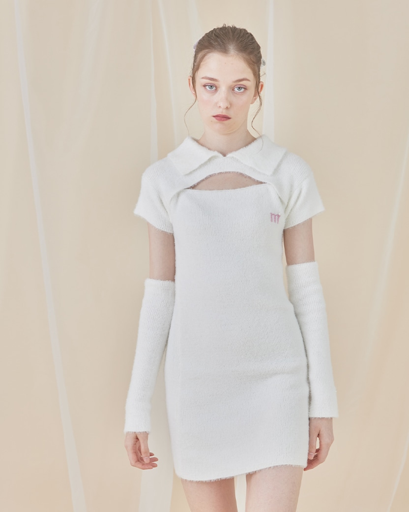 [}C]decollete cut mohair onepiece/~kG[iminuerej wht