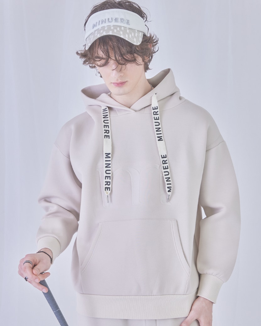 [}C]unisex embossed hoodie/~kG[iminuerej beg