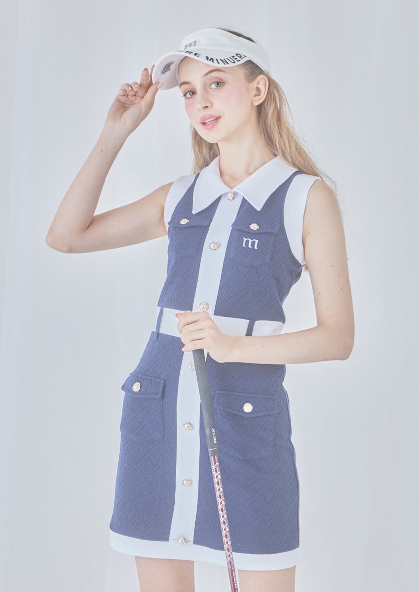 MINUERE ミヌエール bi color onepiece（navy）