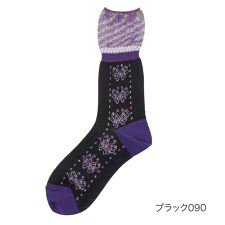 【ANNA SUI】 靴下 バタフライ柄 グラデーション クルー丈 日本製(313