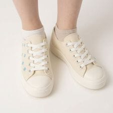 onni ELAMA 軽量 フラワー刺繍ローカットキャンバススニーカー