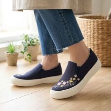 onni ELAMA 軽量 花刺繍キャンバススリッポン スニーカー