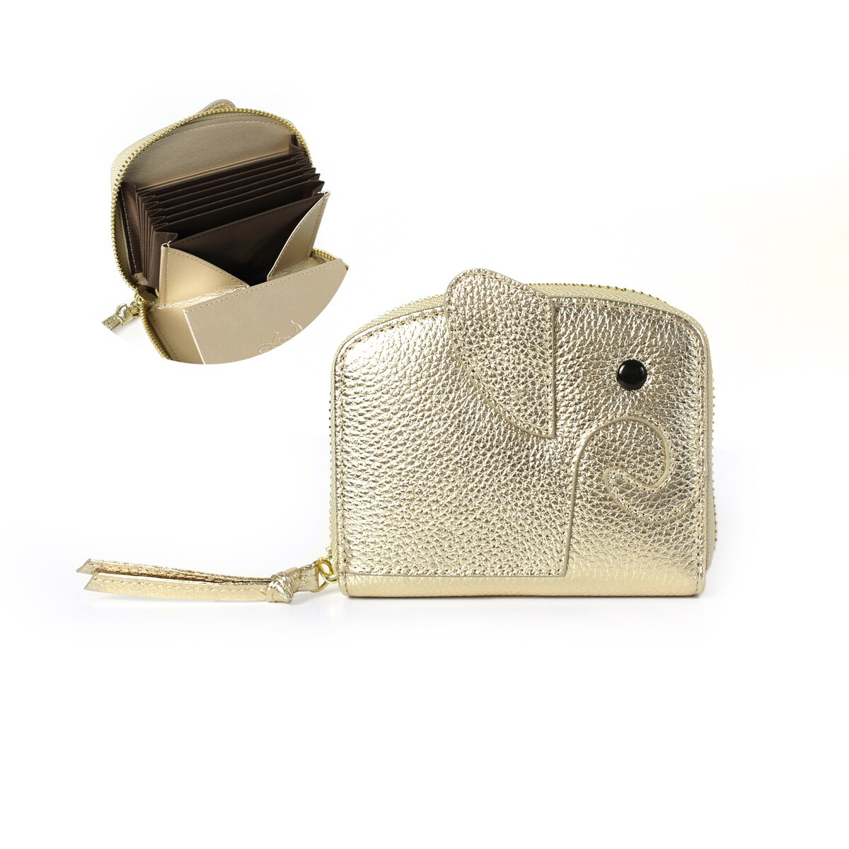 LIZDAYS】ゾウさんモチーフ BOX型小銭入れ ミニ 財布 HAPPY ZO-SAN