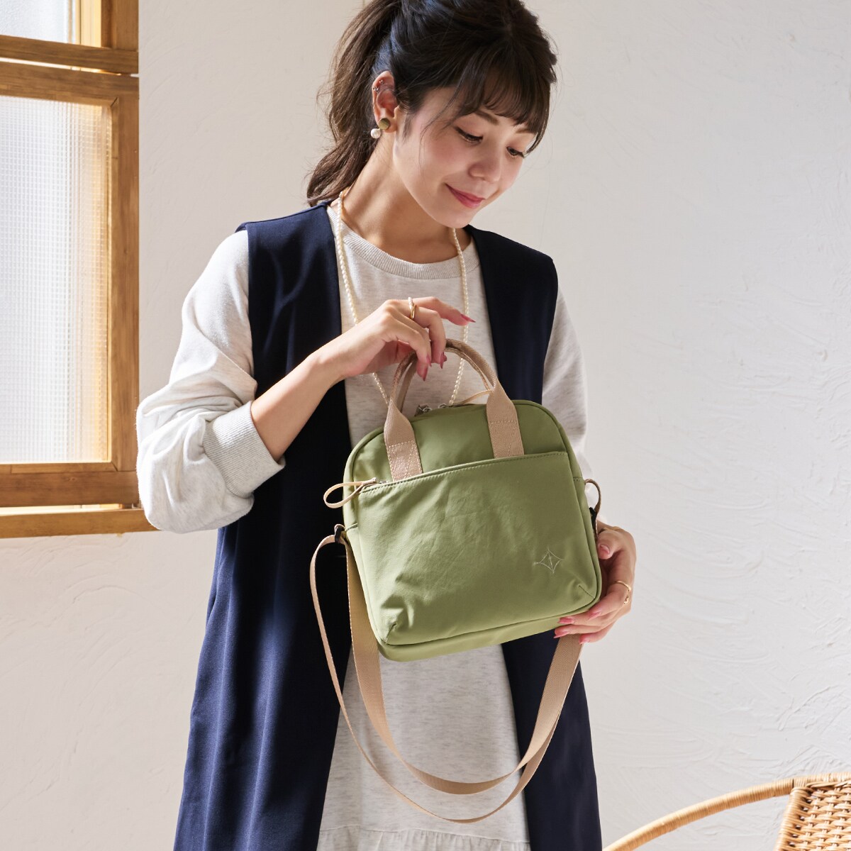 【LIZDAYS】2way 軽量 撥水 小さめ ショルダーバッグ