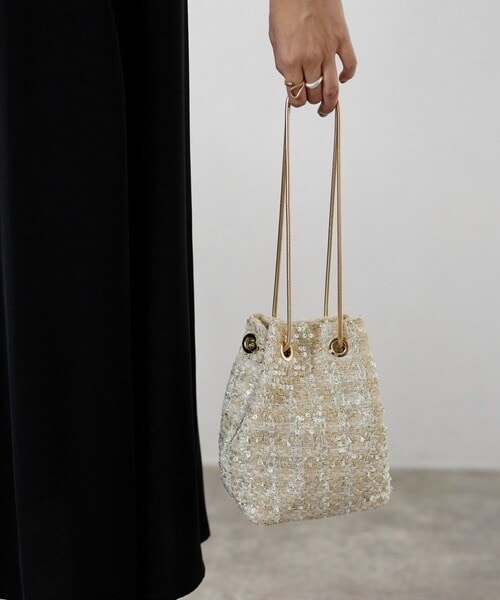 ツイード スパンコールバッグ