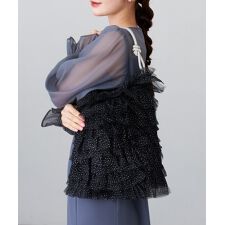 アンドロブ(&Robu.)のラインストーンロープハンドルフリルバッグ