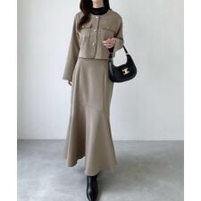 メイル(Meiru)のMeiru　ノーカラージャケット＋マーメイドスカートSET（薄手、裏地なし）