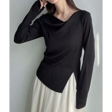 メイル(Meiru)のMeiru　薄手アシメネック長袖リブカットソー