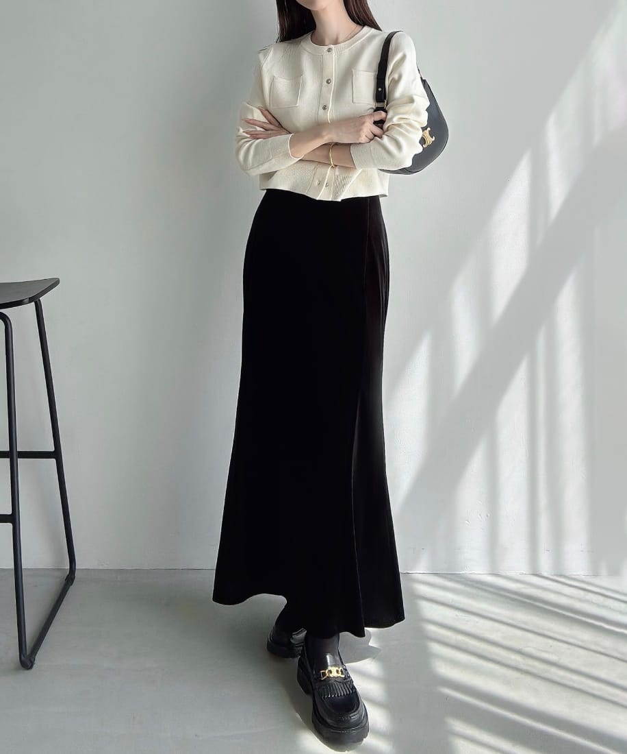 値下げ　美品 alice auaa ベロアマーメイドスカート Meiru スカート ベロアジャガードハイウエストマーメイドスカート「高