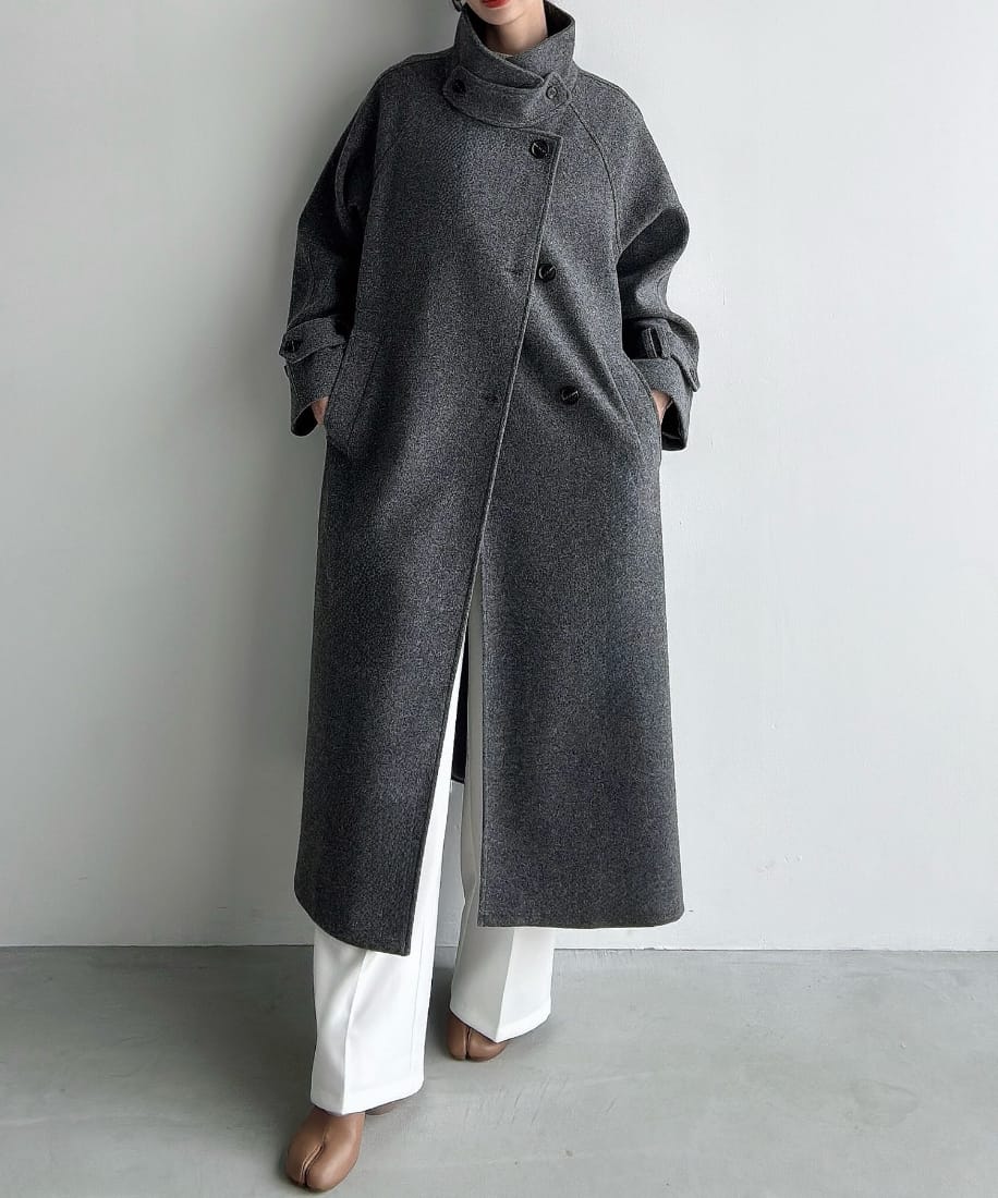 ツイードエレガントロングコート セネア CENEA CENEA ウエストシェイプツイードロングコート