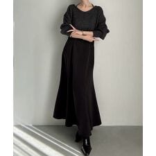 ショートニット＋マーメイドキャミワンピースset(薄手、裏地なし)