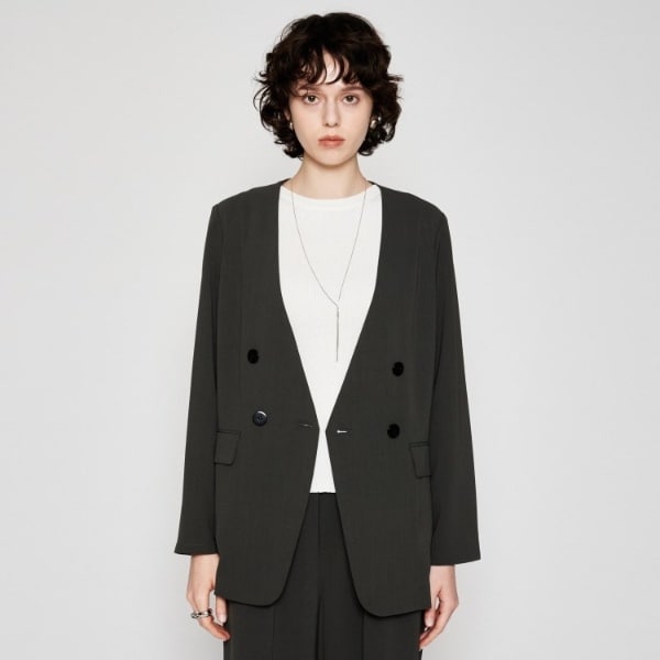 【新品】スローブイエナ　ツイードVネック ノーカラージャケット　定価¥18700 WEB限定/追加》ツイードVネック ノーカラージャケット