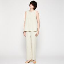 【接触冷感／セットアップ／マシンウォッシュ】レーヨンツイルノースリブラウス | クロエンス(cloenc)