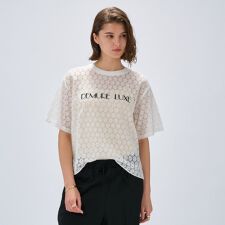 【手洗い可】レースロゴトップス