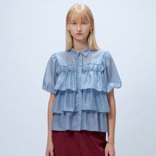 【手洗い可】シアーローンティアードブラウス