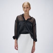 【手洗い可】シアーワッシャーワイドカフスシャツ