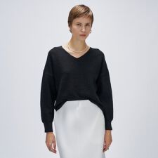 【手洗い可】Vネックラメガターニット