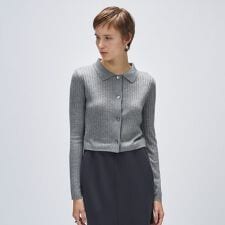 【手洗い可】シルクカシミヤ混ポロニットカーディガン