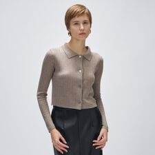 クロエンス(cloenc)の【手洗い可】シルクカシミヤ混ポロカーディガン