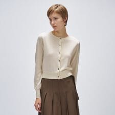 【手洗い可】シルクカシミヤ混ベーシックニットカーディガン