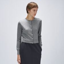 【手洗い可】シルクカシミヤ混ベーシックニットカーディガン