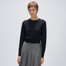 クロエンス(cloenc)の【手洗い可】シルクカシミヤ混クルーネックカーディガン