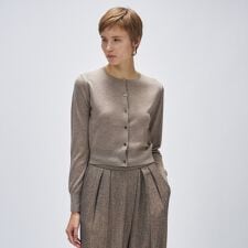 【手洗い可】シルクカシミヤ混ベーシックニットカーディガン