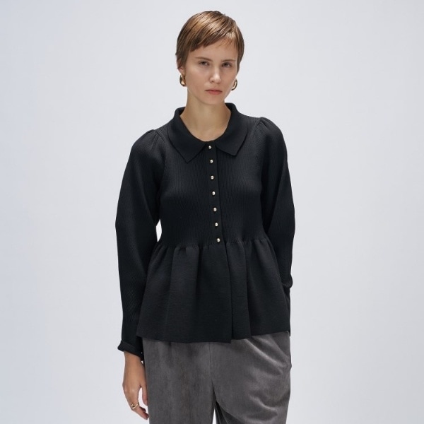 マシンウォッシュ】ペプラムニットプルオーバー | クロエンス(cloenc