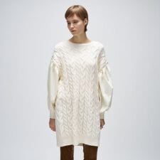 ケーブルニット切り替えワンピース