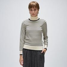 クロエンス(cloenc)の【手洗い可】カシミヤ混リブボーダータートルニット