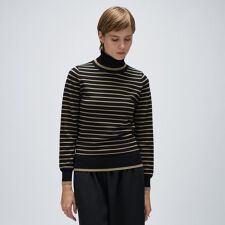 クロエンス(cloenc)の【手洗い可】カシミヤ混リブボーダータートルニット